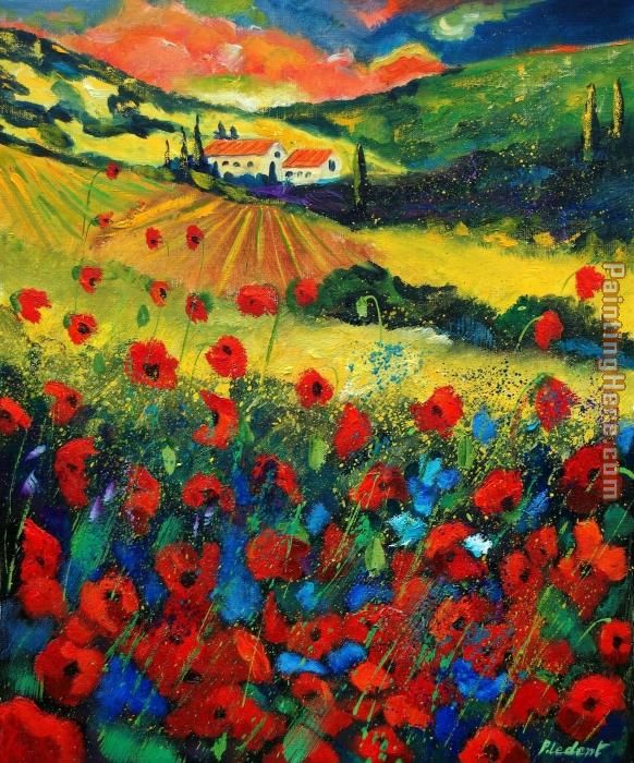 Poppies In Tuscany painting - Unknown Artist Poppies In Tuscany art painting